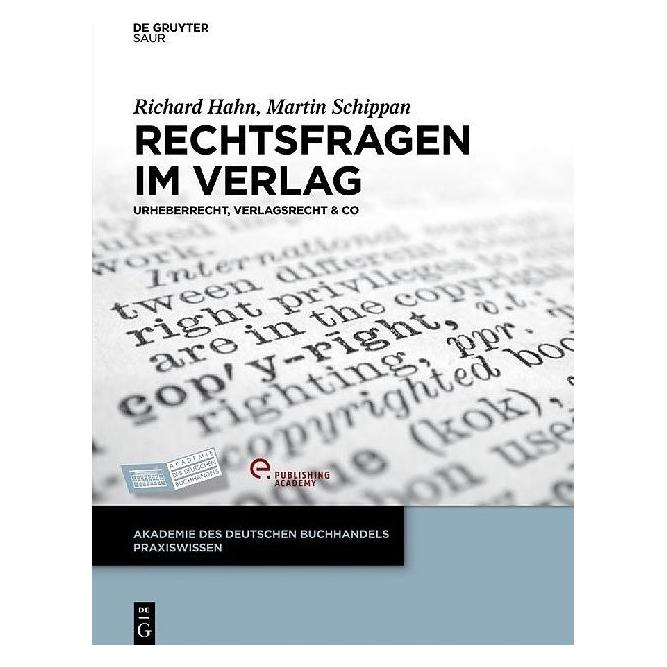 De Gruyter Rechtsfragen im Verlag (Deutsch, Hardcover, Martin Schippan, Richard Hahn) (7255183)