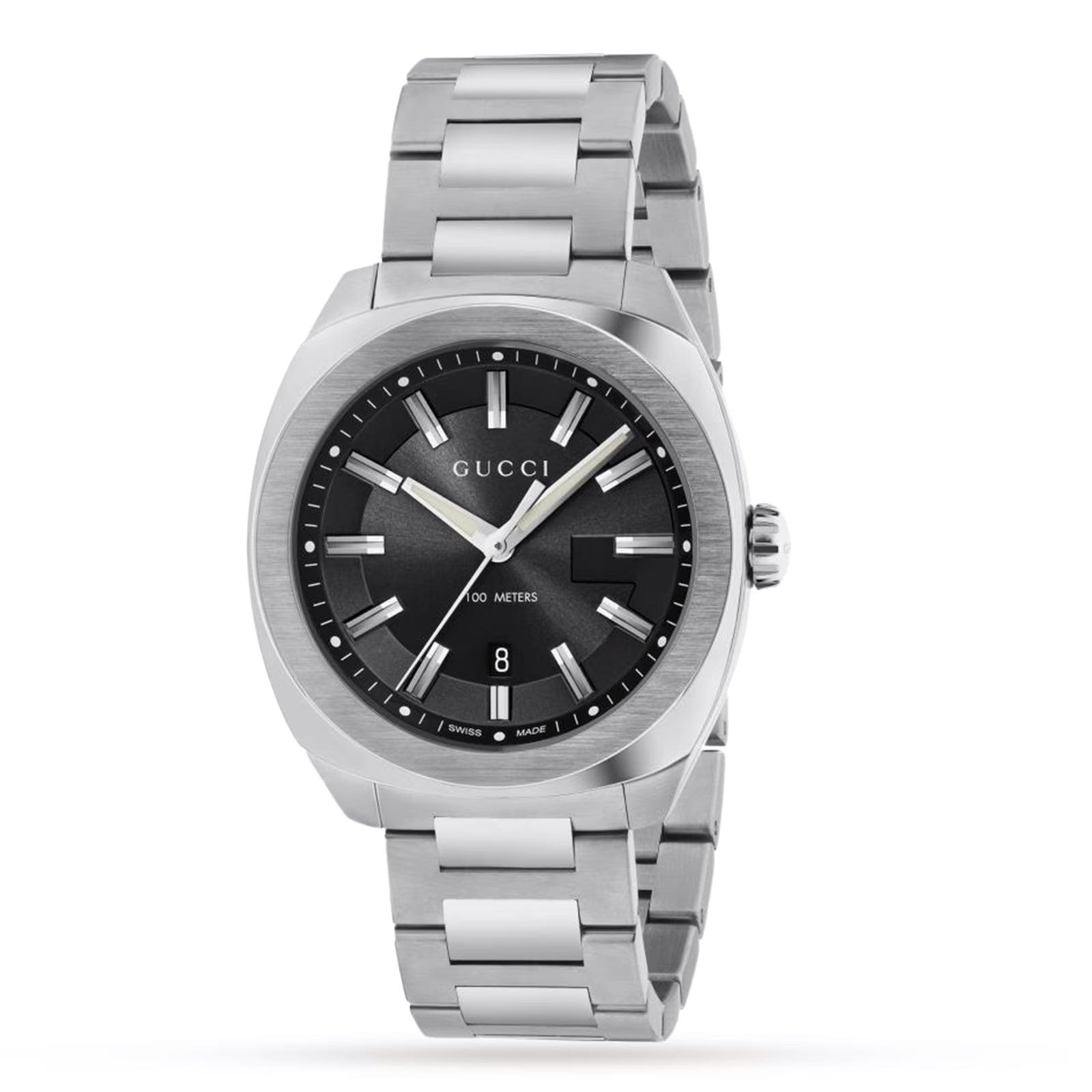Gucci - Edelstahlarmband Sonnenstrahl Schwarzes Zifferblatt Herrenarmbanduhr