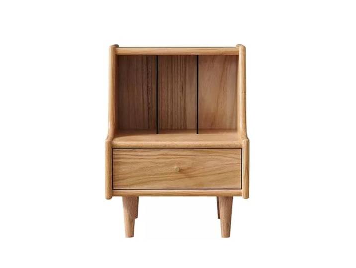 xiuling4568 Beistelltisch, Sofa-Beistelltisch, Beistelltisch for Schlafzimmer, Wohnzimmer, Nachttisch aus Holz mit 1 Schublade und offenem Ablagefach, Nachttisch mit natürlicher Holzstruktur