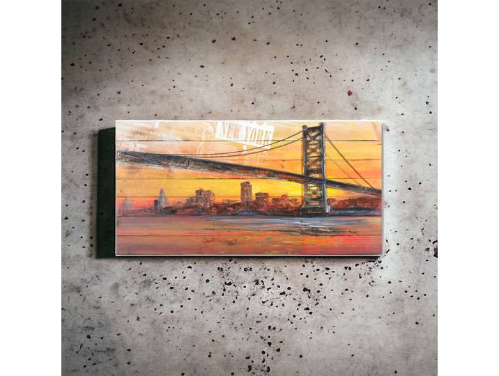 Tableau Relief Pont suspendu en Bois et Métal
