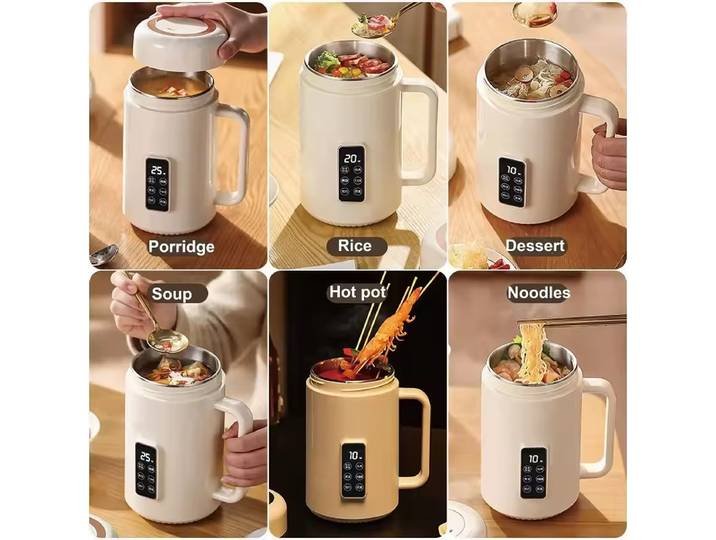 Marmite Électrique Multifonctionnelle 110V/220V avec Réservation 12h, Spéciale Bébé, Pot à Porridge, Pot Santé Automatique, Mini Marmite Portable 1L