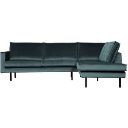 Ecksofa Rodeo aus Samt, modern und komfortabel, rechts, in Teal Blau, für 4-5 Personen