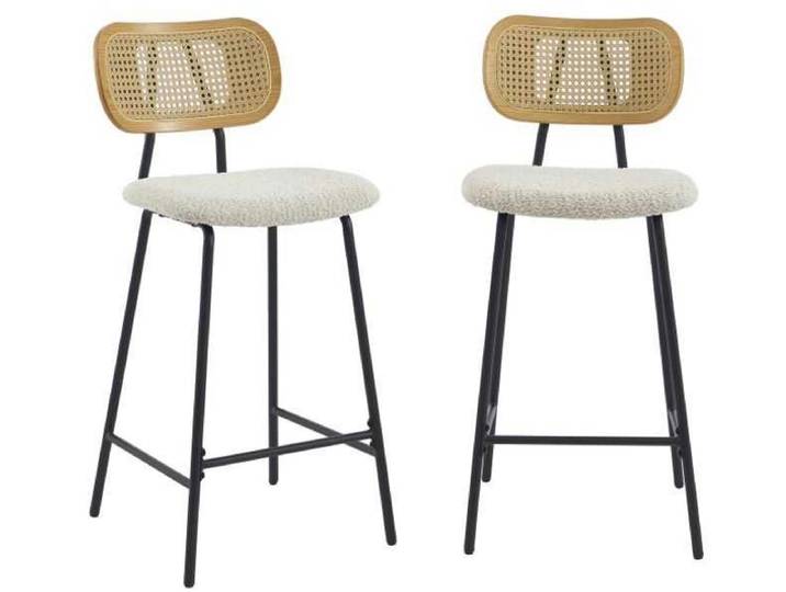 BAÏTA Set 2 Barhocker TINA stoff cremefarben