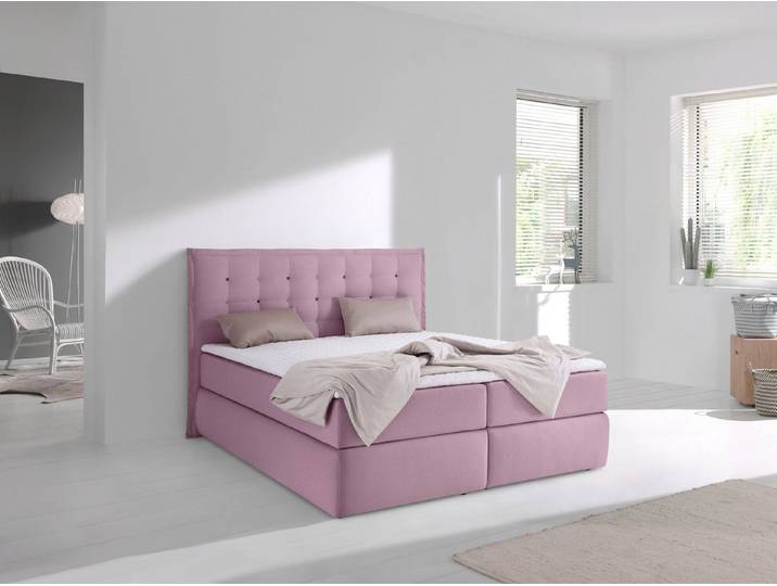 Home affaire Boxspringbett Sagres, Kopfteil mit 2farbiger Flatterbiese und zweifarbigen Knöpfen