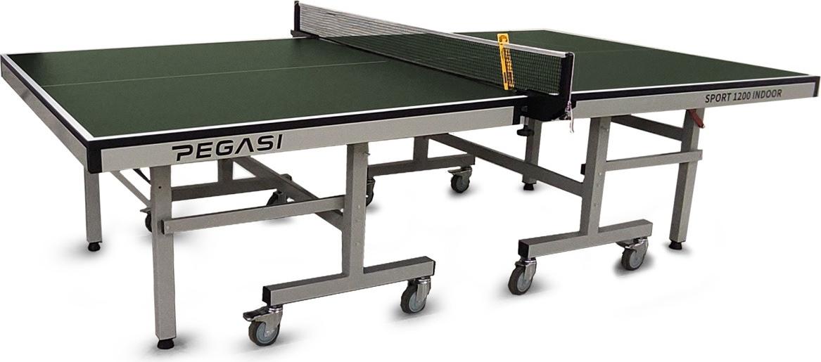 Pegasi Tischtennisplatte 1200 Pro - Indoor Tischtennis - Tischtennistisch - Tischkicker Klappbar - Tischtennisplatte Indoor - Faltbare tischtennisplatte - Table Indoor - Inkl. Netz & Zähler - Grün