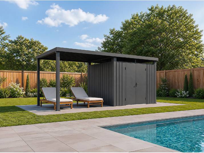 Anbaudach für Gartenhaus - 5,99 m² - Anthrazitgrau - MERANO
