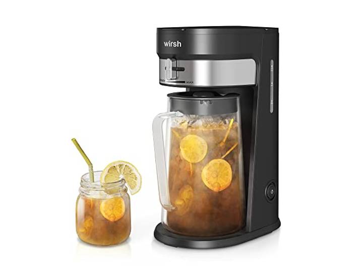 wirsh Iced Tea Maker, Iced Coffee Maker with 85 Ounce Pitcher, Strength Control and Reusable Filter, Perfect For Iced Coffee, Latte, Tea, Lemonade, Flavored Water, Black