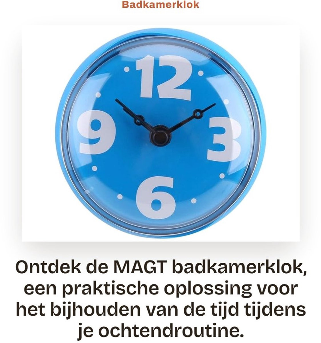 Dailygoody Badkamerklok - Waterdicht - Blauw