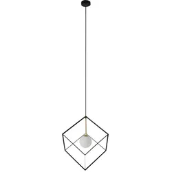 Hängelampe Pendelleuchte Esszimmerleuchte Glaskugel Metallkäfig schwarz weiß G9