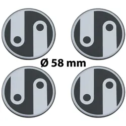 4 x Ø 58 mm Polymere Aufkleber / Ornament / Nabenkappen, Felgendeckel