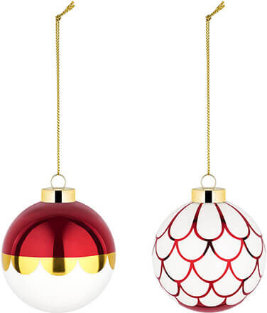 Alessi Delight Set 4 of Two Red Christmas Baubles