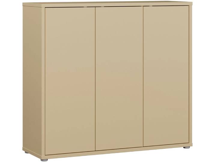 Schuhschrank FORTE Alice Springs, Schuhschrank, Platz für 20 Paar Schuhe, 3 Türen , beige (gelb), B:109,2cm H:99,1cm T:34,9cm, Holzwerkstoff, Schränke, Schuhschrank, Stauraumschrank, Mehrzweckschrank, grifflose Front, Push to open