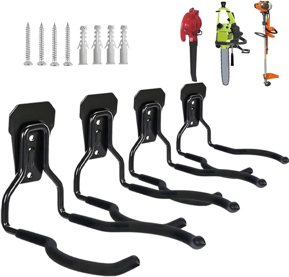 Set van 4 Heavy Duty Tuin Gereedschap Haken voor Garage Opslag