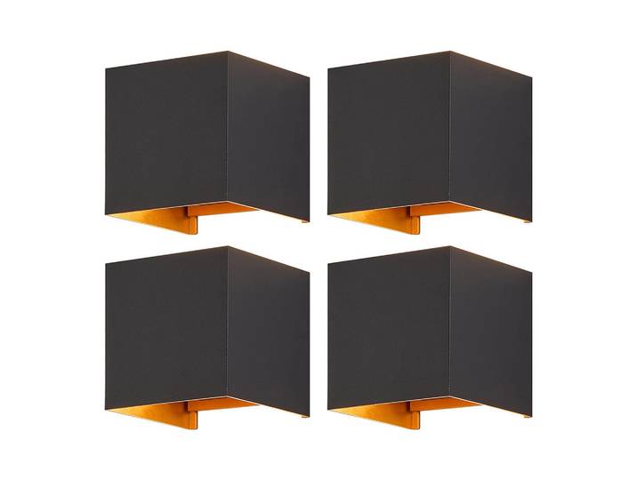 Nettlife LED Wandleuchte Inspiration 4er-Set, Schwarz, Metall, LED integrated, 10x10x10 cm, Lampen & Leuchten, Innenbeleuchtung, Wandleuchten
