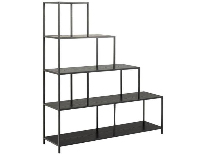Raumteiler Seaford, Schwarz, Metall, 5 Fächer, 135x150x35 cm, Typenauswahl, stehend, Wohnzimmer, Raumteiler & Paravents, Raumteiler
