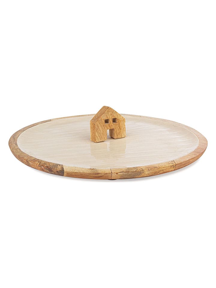 Bizzotto Tablett "Thuile" in Creme/ Hellbraun - Ø 29,5 cm - onesize