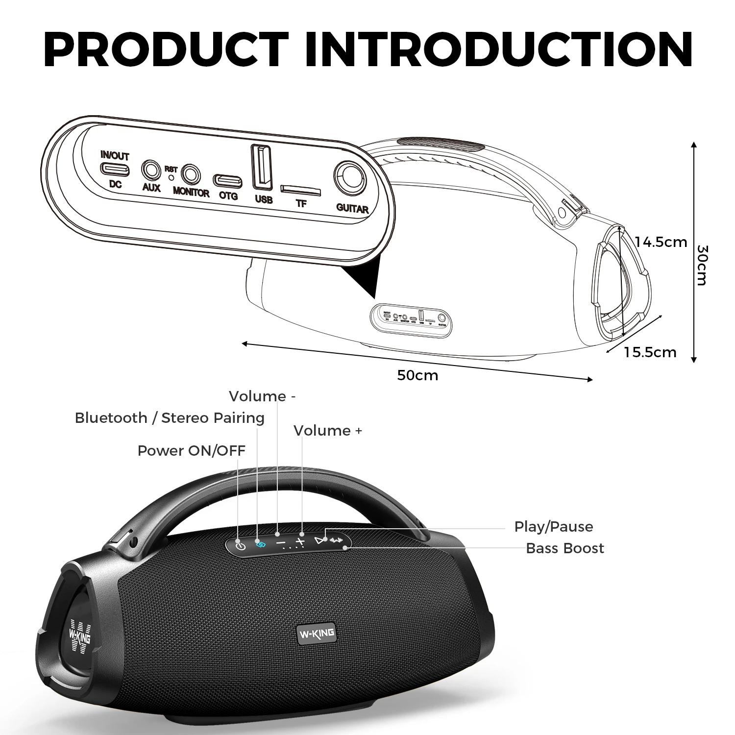 Tragbarer Bluetooth-Lautsprecher - X20 - 200 W RMS - IPX7-wasserdicht - 2.1-Sound - 9000-mAh-Akku - TWS - Schwarz