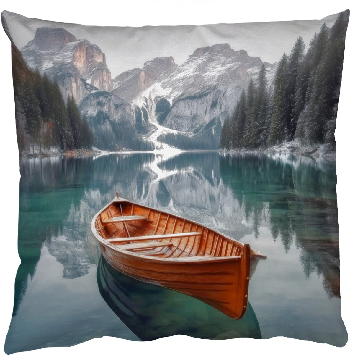 PillowMonkey Sierenkussen Boot Bergen Natuur Water 40 x 40 cm