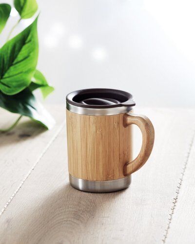 Tazza termica MOKKA 300ml doppio strato bamboo FSC con custodia Personalizzate o neutre