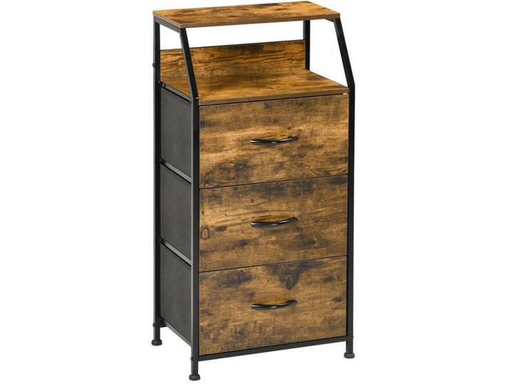 Modenvie Kommode 44/29/92 cm aus Polyester mit Stahlgestell Braun, 44x92x29 cm, Kleinmöbel, Kommoden, Kommoden