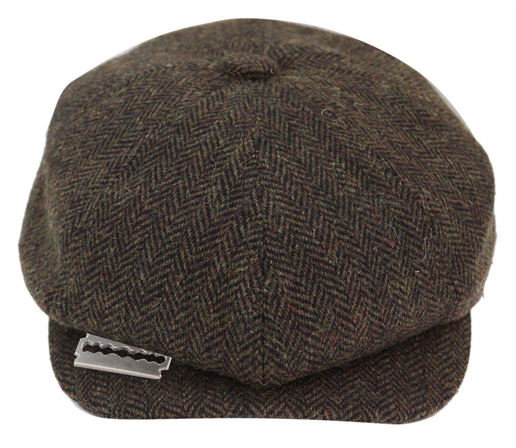 Herren Peaky Blinders Tweedhut mit Rasierklinge