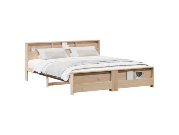 PUGYNBK Bettgestell, Braun, 200 x 200 cm, Kiefernholz Fester Lattenrost, stabile Leisten, rechteckiges Design, moderner Stil