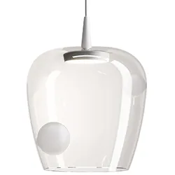 Zafferano Bilia LED-Pendelleuchte, 8 W, sandgestrahltes Weiß, 27 cm Durchmesser, modernes Design aus hochwertigem, mundgeblasenem Borosilikatglas
