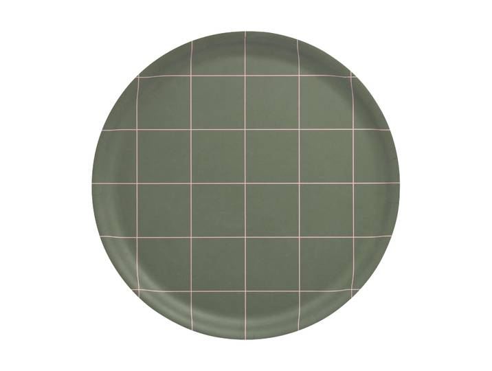 Muurla Checks & Stripes schaal Ø35 cm Olijf