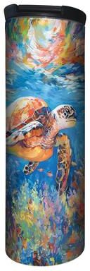 Highland Home Bright Sea Turtle 17 Ounce Double Wall Insulated Stainless Steel Tumbler Manufactured in the USA
