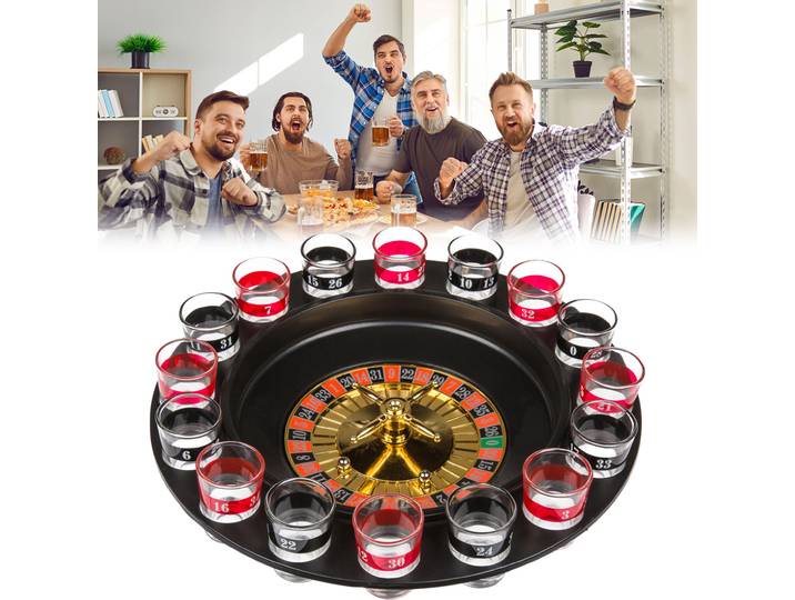 Roulette Trinkspiel mit 16 Gläsern