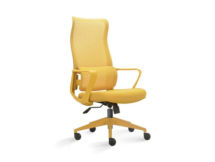 Chaise de bureau hauteur réglable en tissu jaune