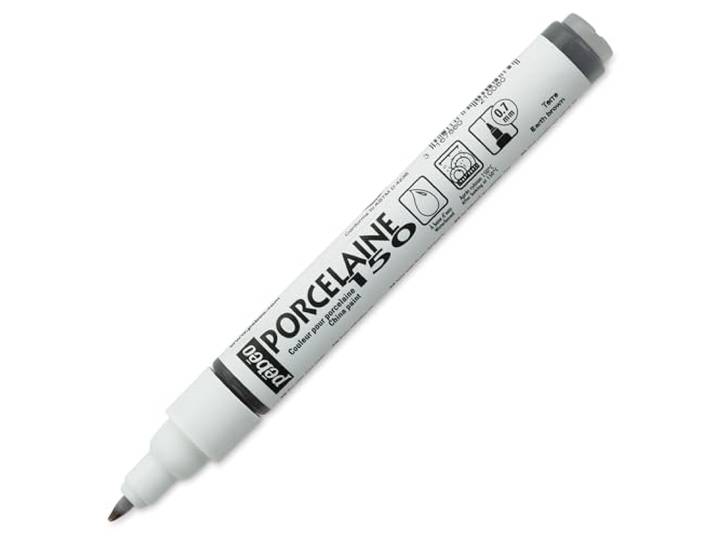 Pebeo Porcelaine 150 porseleinen pen met fijne punt, aardbruin