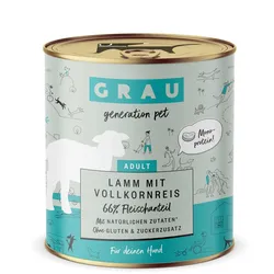 grau Hund 800 Gramm Hundenassfutter 6 x 800 Gramm Lamm mit Vollkornreis
