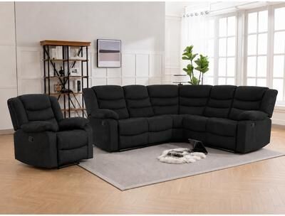 UR livingroom 6-Piece Suede Manual Reclining Sectional Sofa with Drop-Down Table