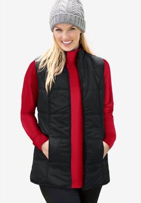 Women's Quilted Vest by Woman Within in Black (Size 26/28)