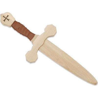 BestSaller 1014 - Templer-Dolch, Birke, 40cm, Holz-Dolch, Griff mit brauner Kunstlederwickelung