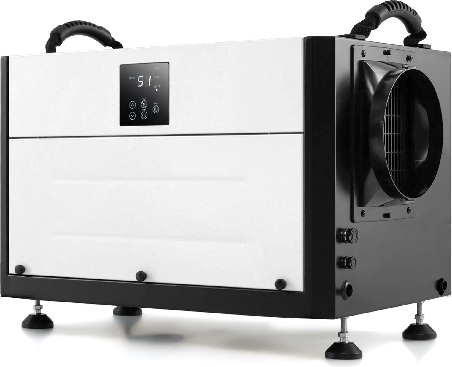 Gewerblicher Entfeuchter, Elektrischer Entfeuchter mit 24H Timer und Schlafmodus, Automatisches Abtauen, Tragbarer Entfeuchter, Schwarz