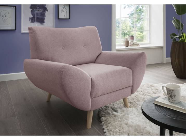 Sessel HOME AFFAIRE Basta komfortable Wellenunterfederung, Breite 112cm , rosa (flamingo), B:112cm H:80cm T:82cm, (100% Polyester) Struktur fein (100% Polyester) Chenille, Sessel, Sessel