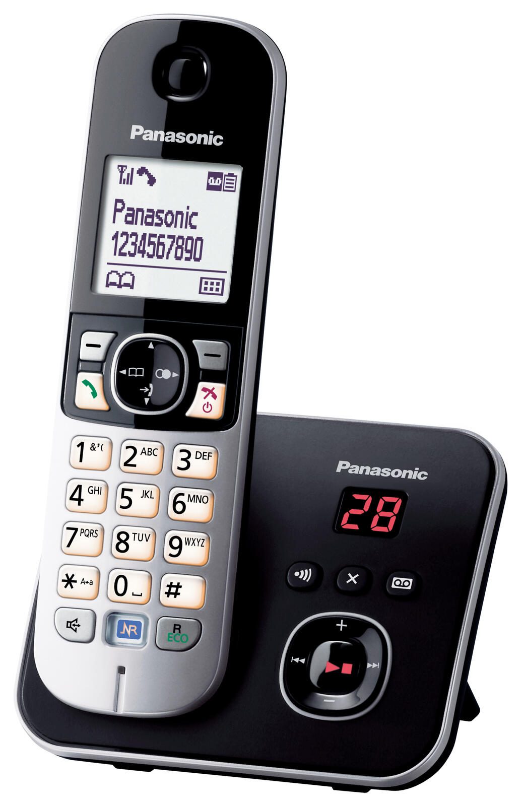 Panasonic Schnurloses Telefon mit Anrufbeantworter KX-TG6821GB schwarz-silber