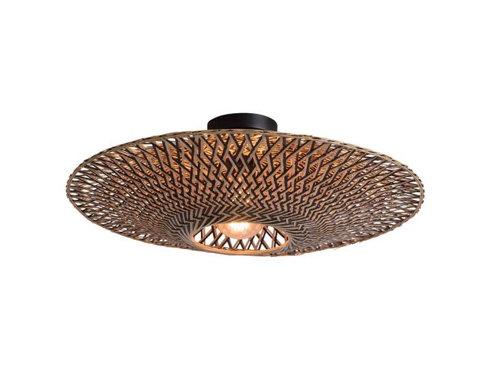 Good & Mojo Deckenleuchte GOOD\u0026MOJO, Schwarz, Hellbraun, Metall, Naturmaterialien, rund, 15 cm, Lampen & Leuchten, Innenbeleuchtung, Deckenleuchten, Deckenleuchten