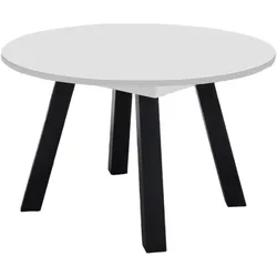 ESSTISCH Rund ausziehbar Edda 3 130 x 130 x 78 Küchentisch Schwarzstahl/Weiß Matt Lack