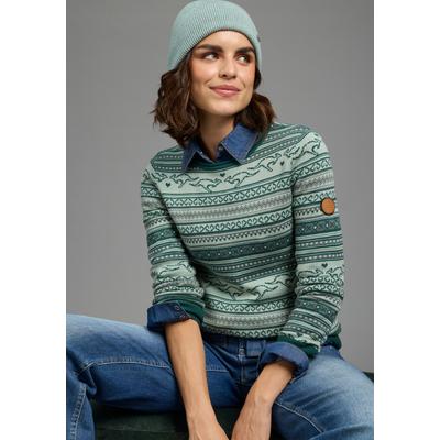 Norwegerpullover KANGAROOS, Damen, Gr. 52/54, grün (salbei), Feinstrick, Obermaterial: 50% Baumwolle, 50% Polyacryl, Basic hüftlang, Rundhals, Rippstrickbündchen, Pullover Norwegerpullover, mit Rippstrickbündchen