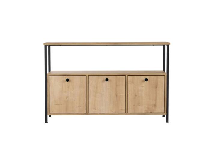 Buffet 3 portes l120 cm - chêne et noir