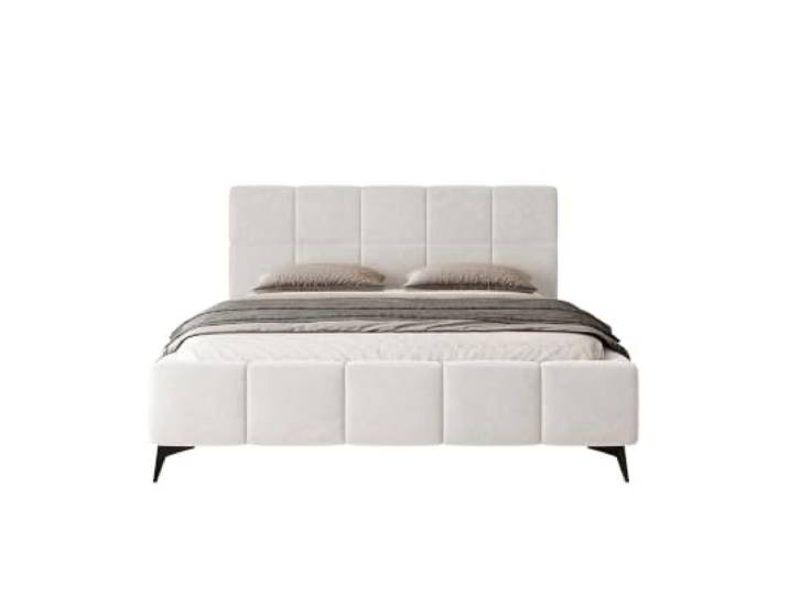 Chilly. Möbel Design Bett Miria - Polsterbett mit stabilem Metallrahmen, Bettkasten und Stauraum - 120x200 cm - Samt Hellbeige