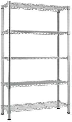 Karl Home 5 Tier Shelf Adjustable Wire Metal Shelving Rack Chrome