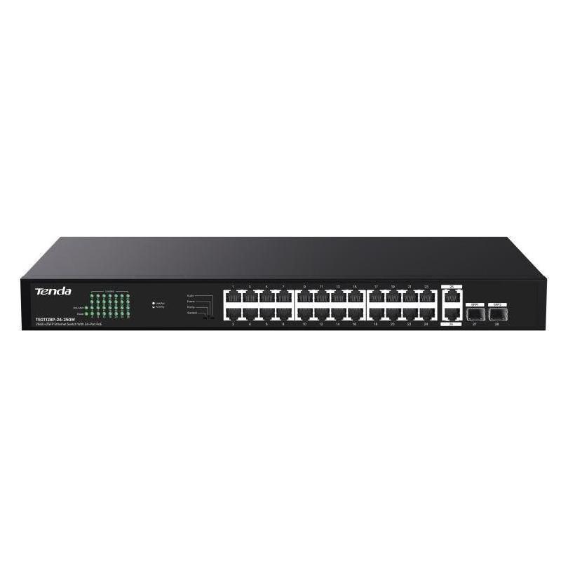 Tenda TEG1128P-24-250W Switch 26p Ge2sfp mit 24p (26 Ports) (TEG1128P-24-250W)