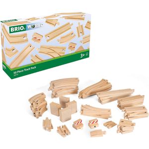 BRIO Spielzeugeisenbahn-Zubehör World 33772, Großes Schienensortiment, Holz, 50-teilig