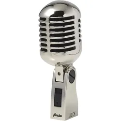 Alecto UDM-60 - Retro Microfoon - Klassieke chrome look - Zilver, Mikrofon