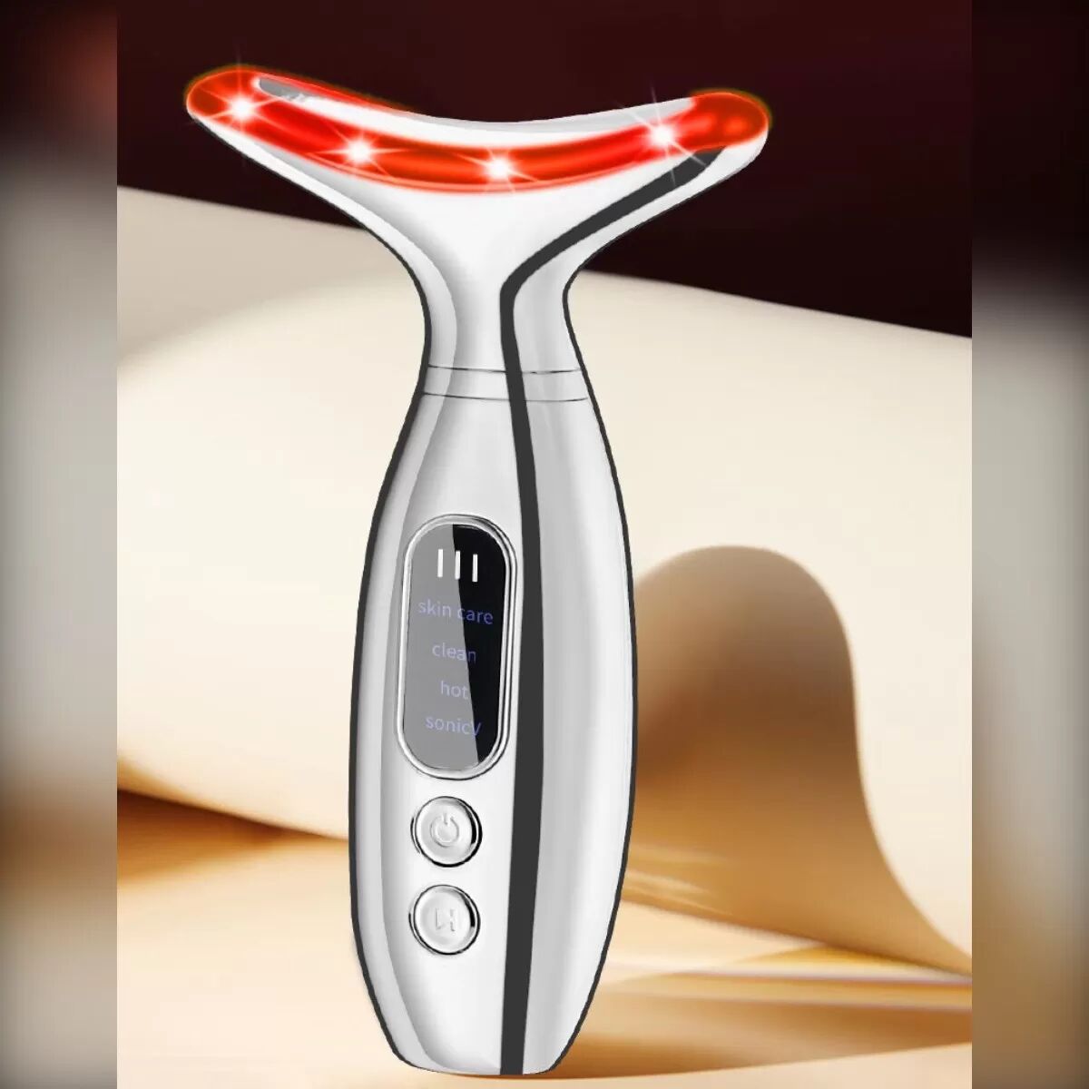 INF Vibrierendes, beheiztes Nackenmassagegerät für Nacken und Gesicht, USB-aufladbar, konstante Temperatur-Wärmetherapie Silber