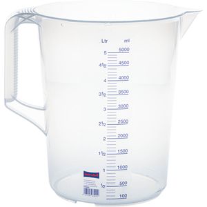 Hünersdorff Messbecher 939000, aus Kunststoff, mit ml / Liter Skala, hitzebeständig, 5 Liter